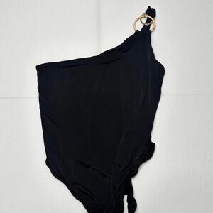 Shelly Size Medium Y2K One Should Flattering Black Body Suit With Cute Buckle